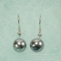 Grey Big Pearl Dangle Earrings